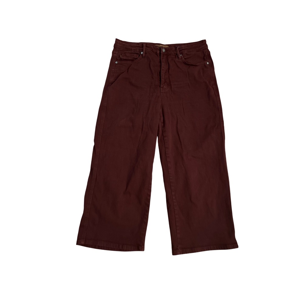 Judy Blue Womens Burgundy High Waist Wide Leg Cropped Jeans Size 13/31 Maroon